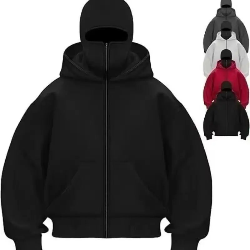 Plain Design Hooded Zip Up Sweatshirt for Men Women Autumn Winter Ins Style Couple Matching BAZAARHUBO