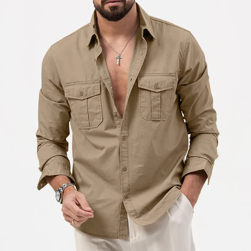 Men's Fashionable Coat - Spring/Autumn Season - Slim Fit Style - Retro Design - Casual Button-Up Coat - Long-Sleeved Outerwear