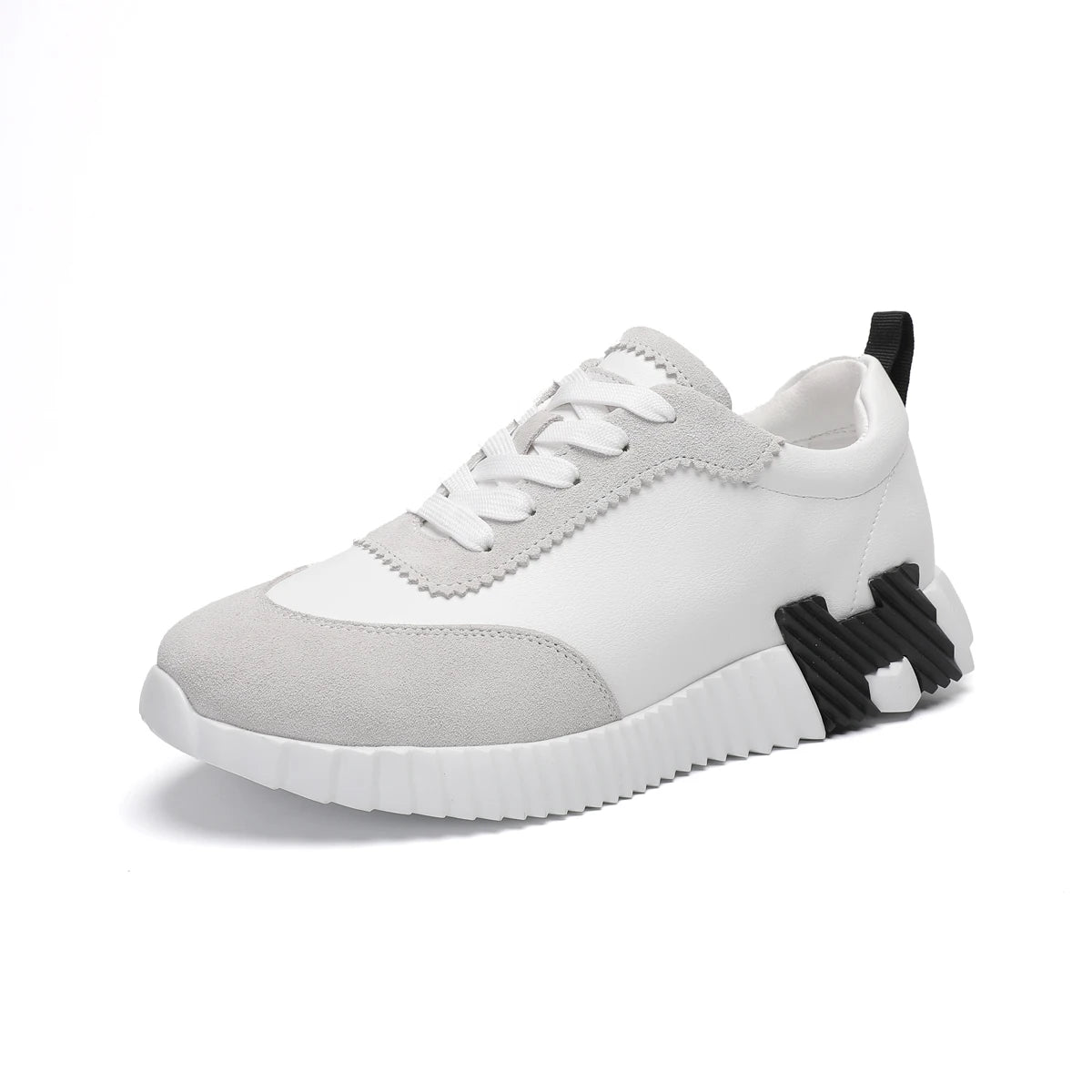 Leather Men's Shoes Comfortable Breathable British Style Casual Running Shoes Fashionable Board Shoes round Toe Thick Bottom