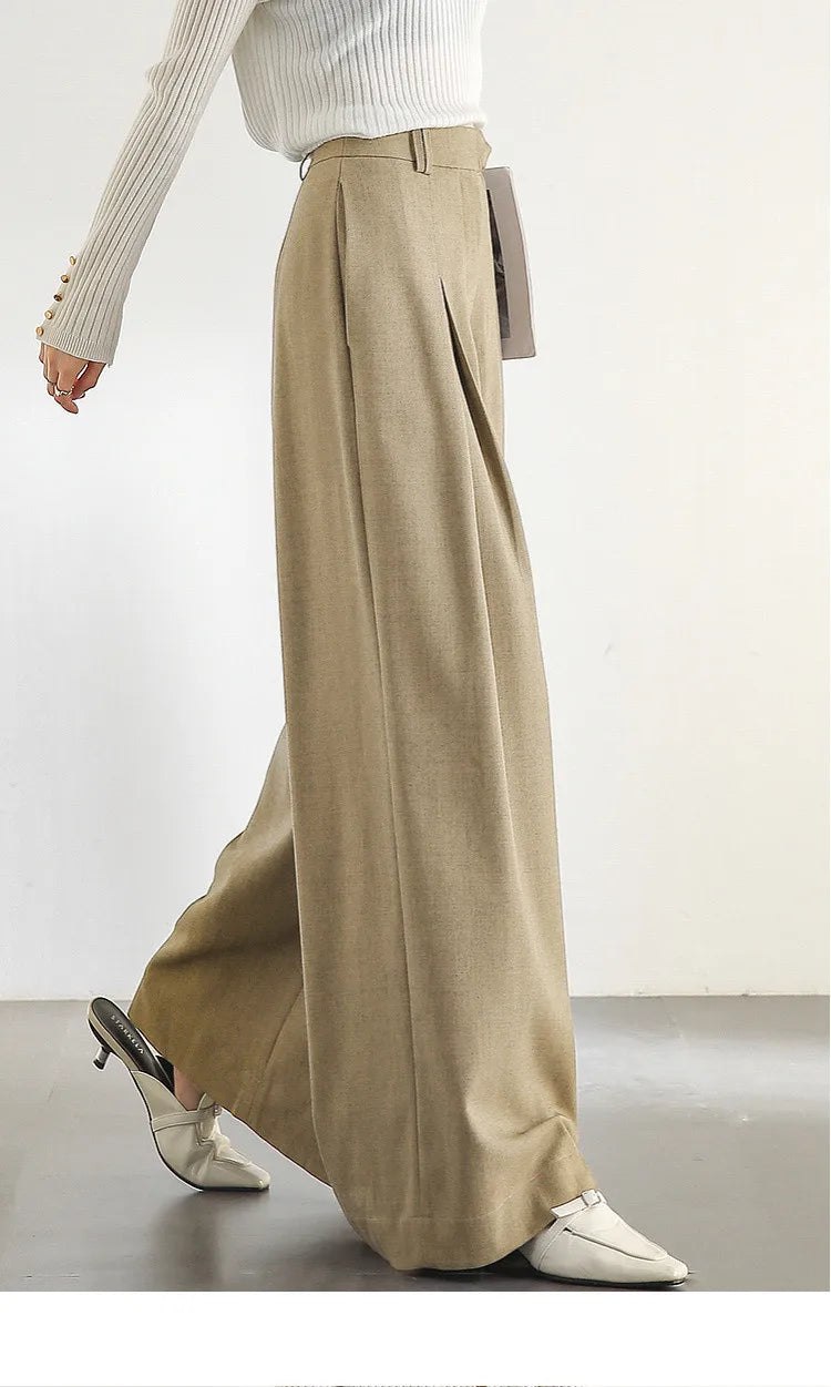 SENTUBILA Women Wide Leg Pants Office Lady Work Wear Trouser 2026 Spring Fashion Elegant Commute Full-length Pants 133K51993