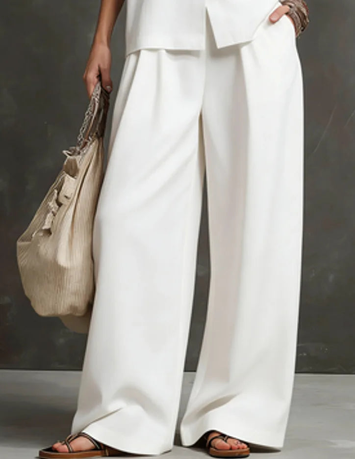 Outfits For Women 2 Piece Set Single-breasted Vest Pocket Solid Color Top Women Pocket Wide-leg Trousers Women's New Summer Suit