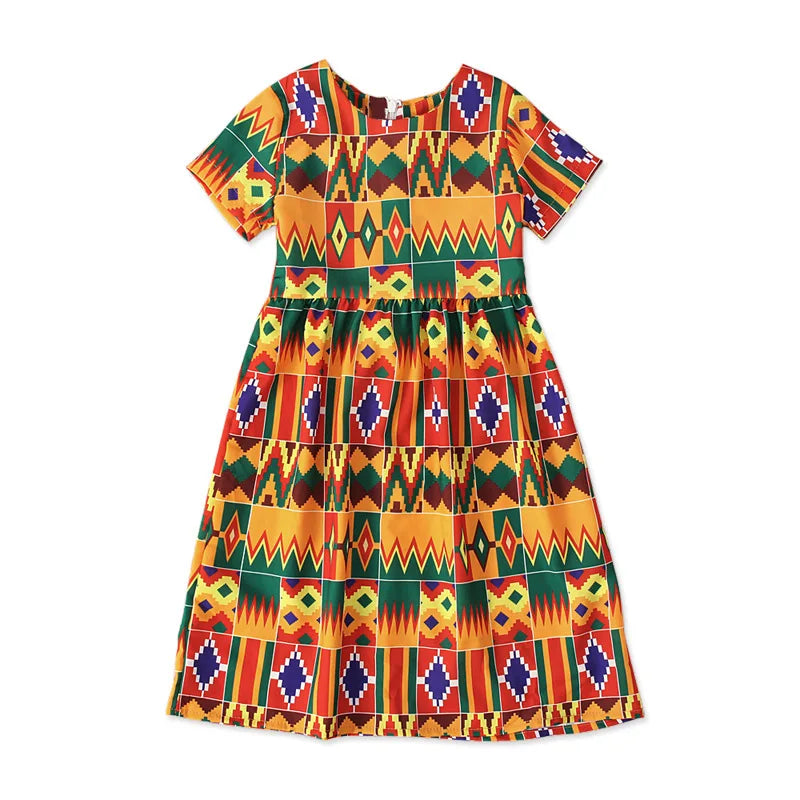 African Clothing National Print Summer Bohemian Style Kids African Kanga Clothes Beach Dress Vacation Hoilday Party Costume