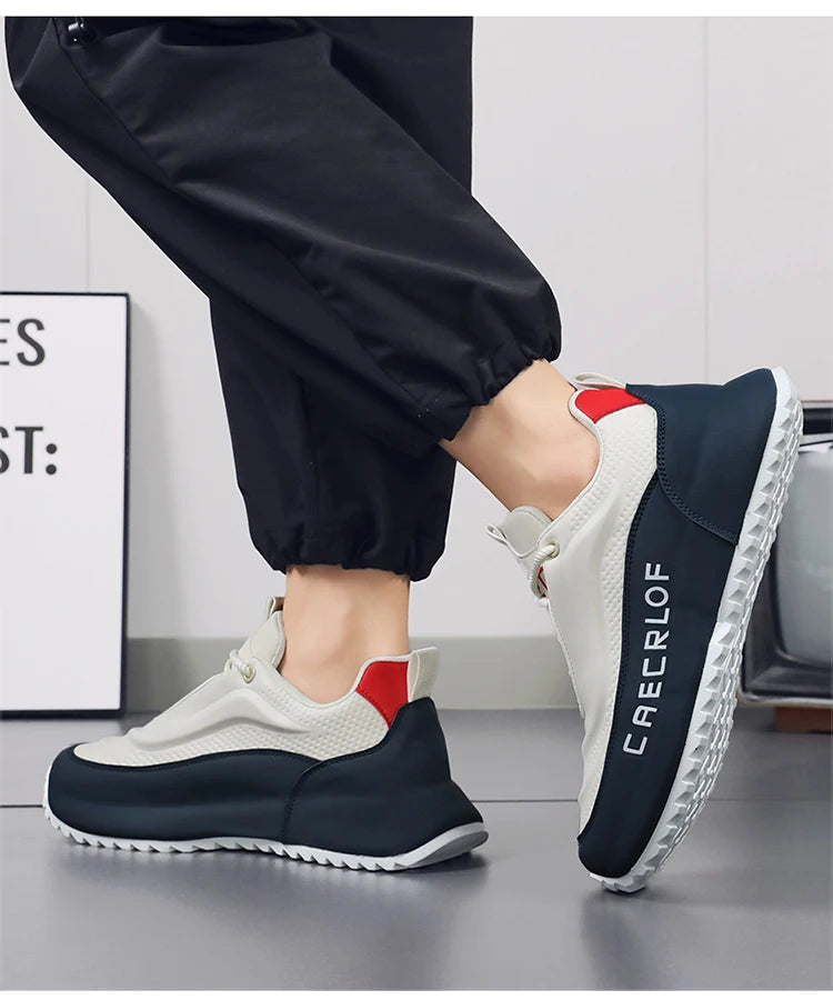 Men's Low-Top Fashionable Color-Blocked Casual Sneakers, with Comfortable Lining, Non-Slip and Wear-Resistant, Height-Increasing Thick Sole, Dual-Purpose Sports and Casual Shoes