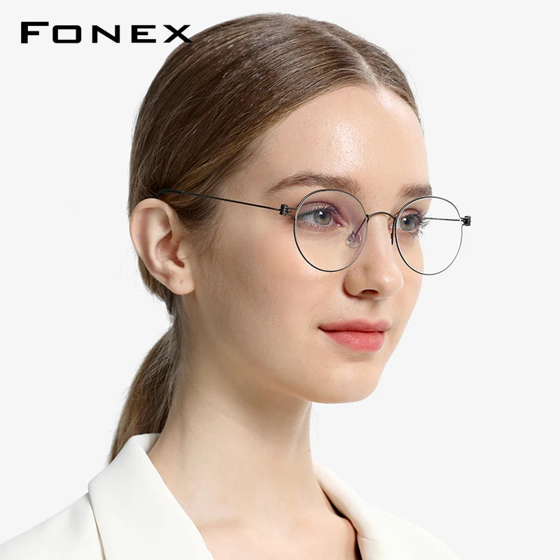 FONEX B Titanium Glasses Frame Women Brand Design Eyeglasses Men Korean Denmark Ultralight-Weight Morten Screwless Eyewear 7510 BAZAARHUBO