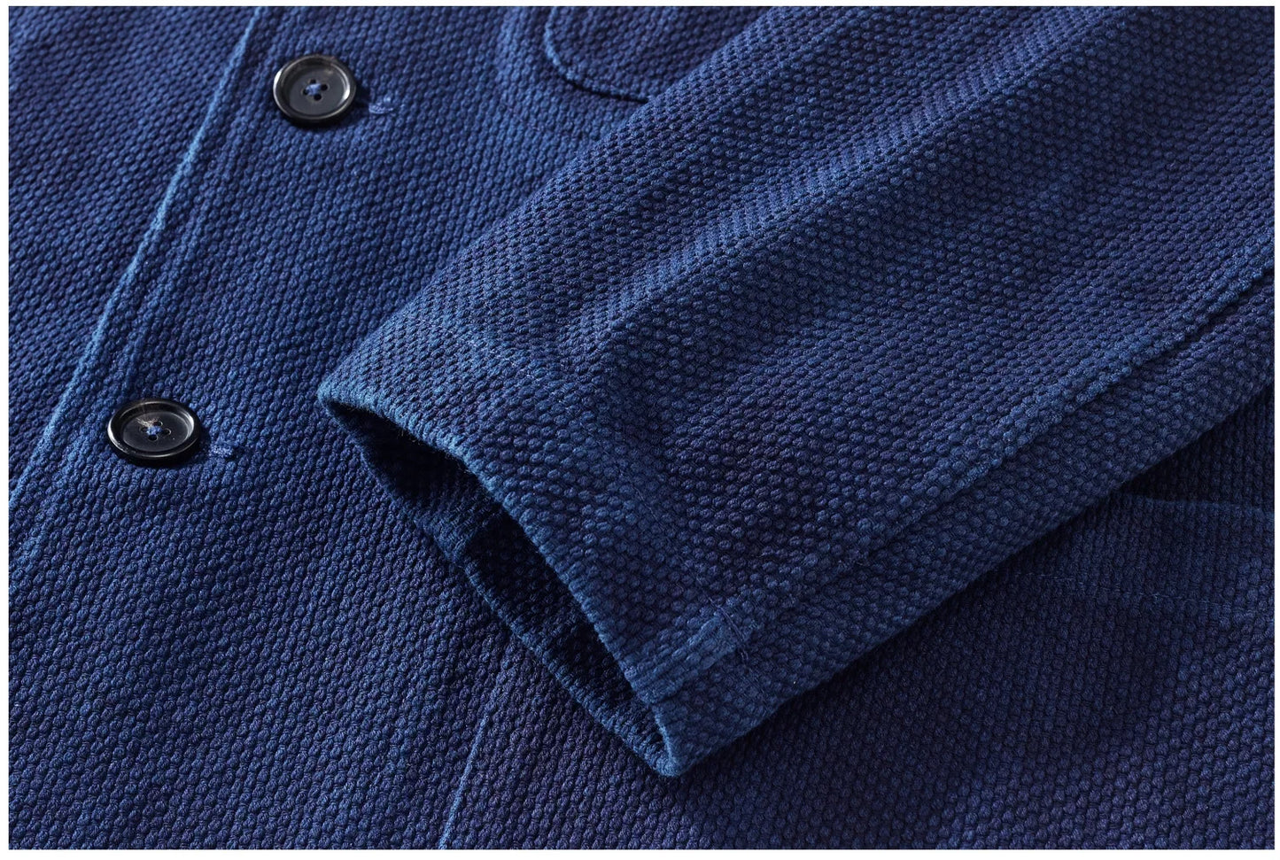 Indigo-Dyed Sashiko Blazer - Heavyweight 600gsm 100% Cotton Japanese Washed Suit Jacket Casual Vintage Style Autumn Winter