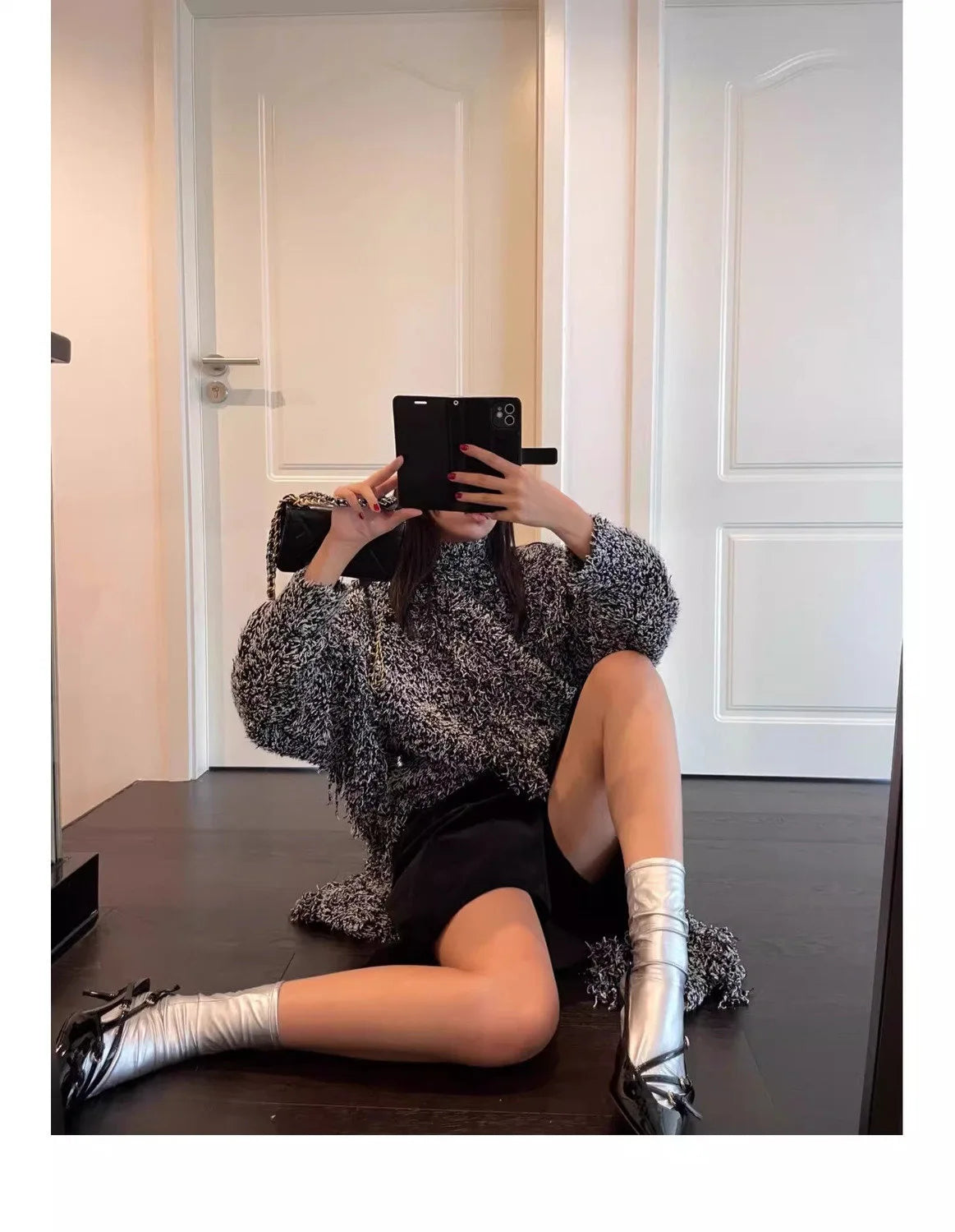 2024 Summer New High Heels, Women's Sexy Hollow Black Silk Pointed One-line Buckle Skinny Heel Sandals, Women's Shoes