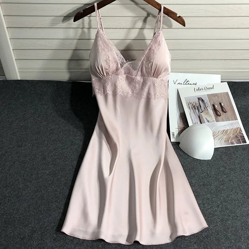 Women Pajamas Five Piece Set Spring Summer Sleepwear Nightgown Sexy Lace Bath Robe Gown Loose Silk Satin Home Wear Loungewear
