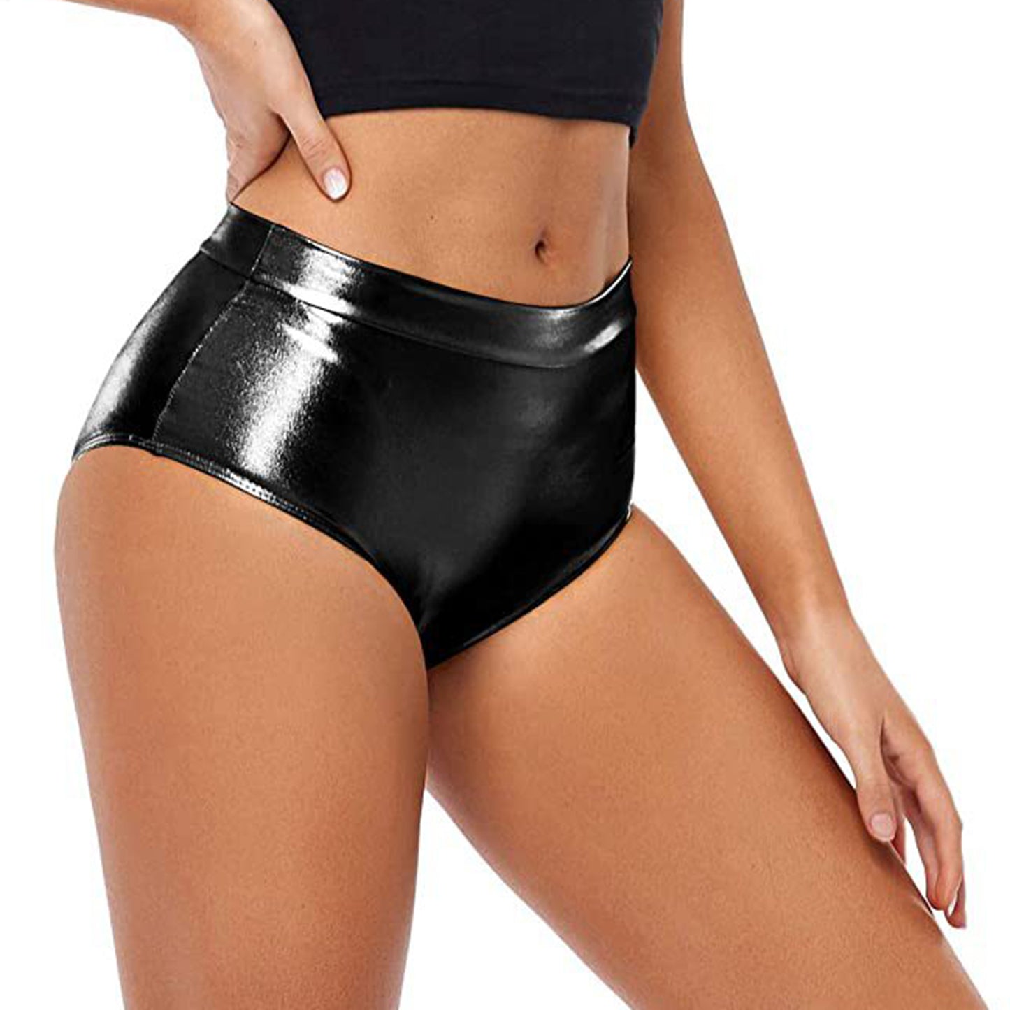 Sexy Rave Dance Costume Women's Metallic Shiny Booty Shorts Skinny Panties Hot Short Pants for Carnival Club Party Bottoms