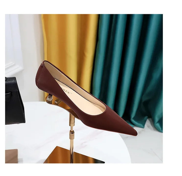 BIGTREE Shoes Women 4.5 Cm Heels Pointed Toe Woman Pumps Fashion Kitten Heels Large Size 34-43 Sexy Mid Heeled Female Shoes 2026