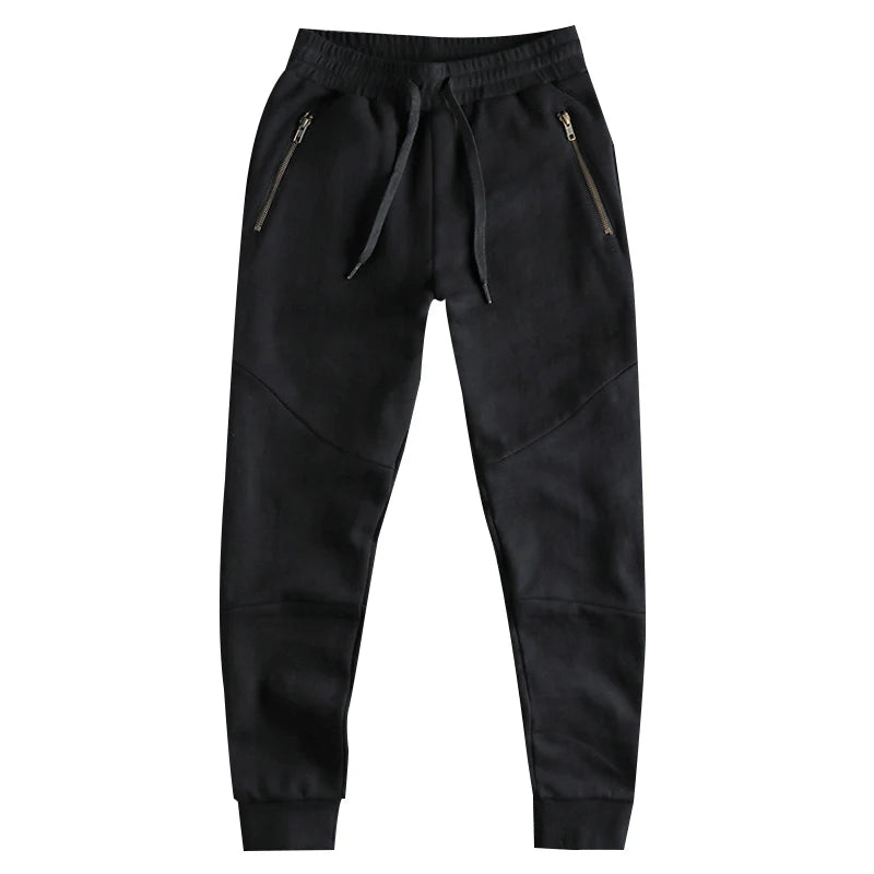 Autumn Winter American Retro Thick Sweatpants With Velvet Men's Pure Cotton Washed Heavyweight Knitted Sports Ankle-tied Pants