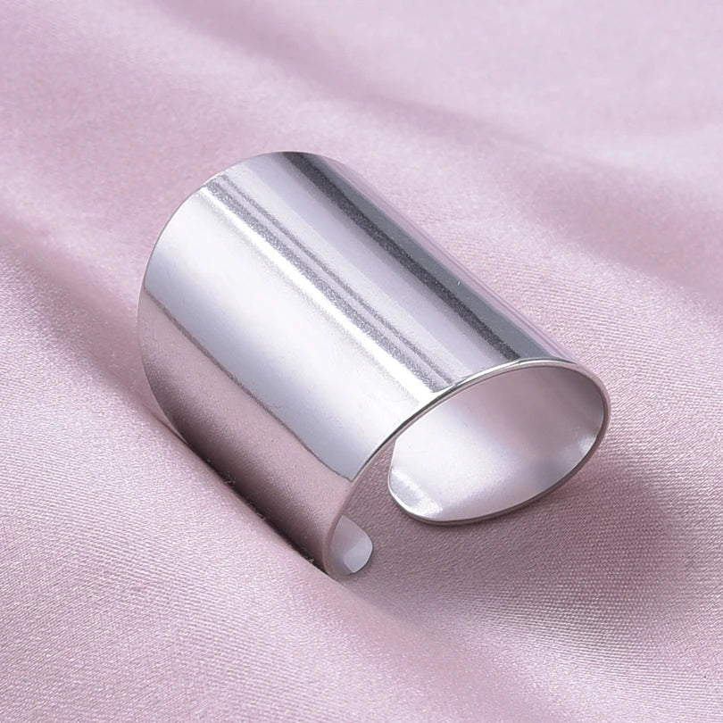 1/2/3pcs Mix Color Chunky Wide Ring Open Stainless Steel Rings For Women Men Accessories Irregular Surface Kpop Fashion Jewelry