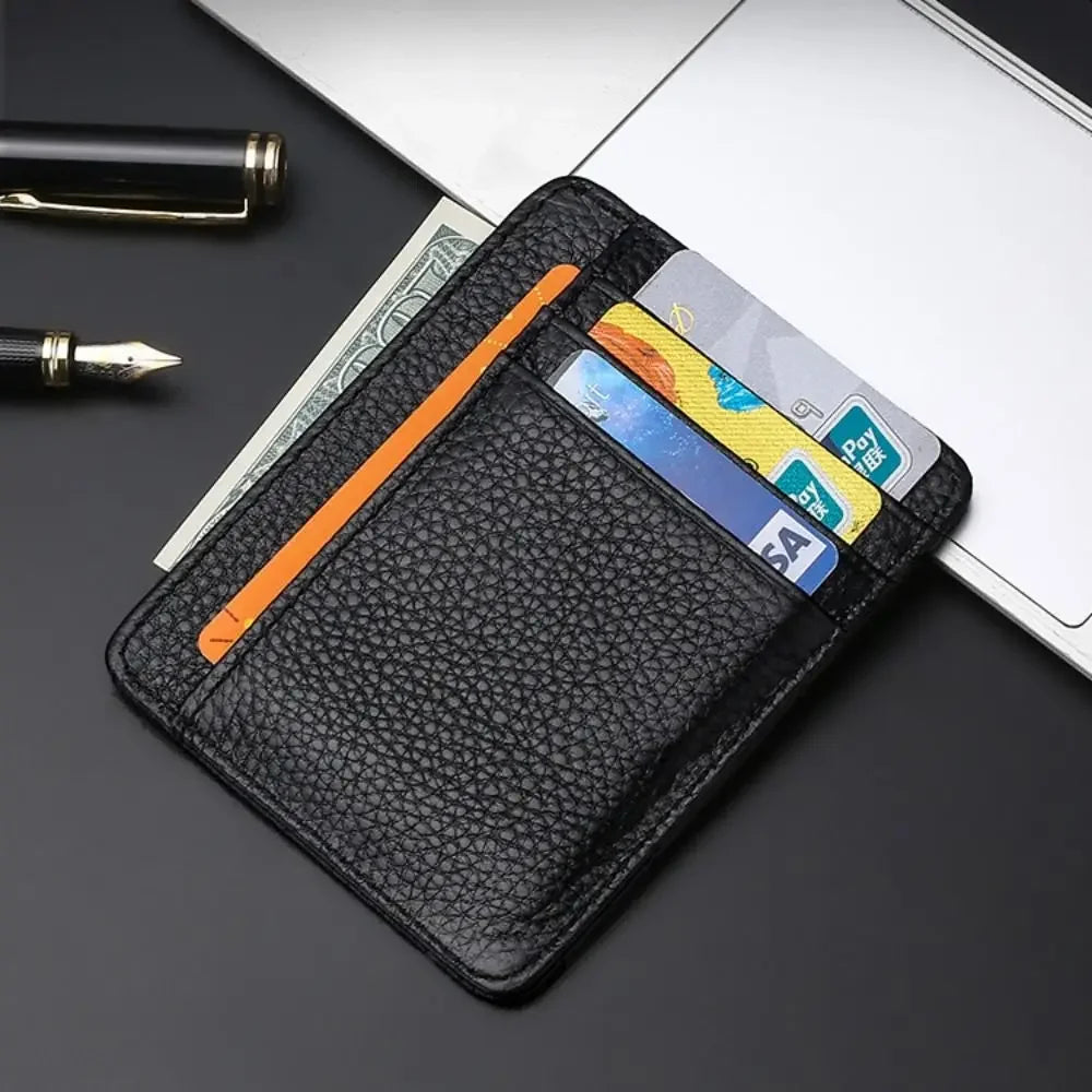 Universal Genuine Leather Card Case Multi-card Slot Ultra Thin Card Holder Simple Travel Card Organizer Men Women