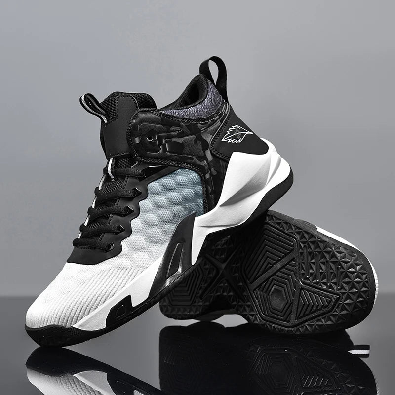 Basketball Shoes, Men's Outdoor Sports Shoes, Men's Shock-Absorbing High-Top Student Practical Shoes, Mesh Breathable Casual Shoes