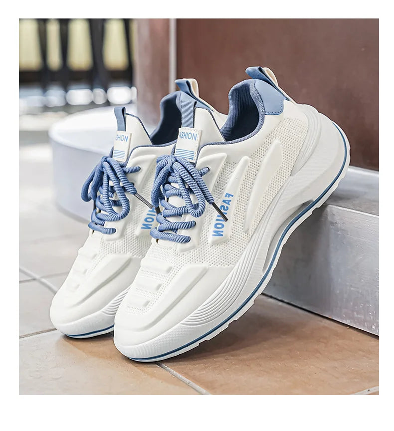 Summer 2026 Men's Thick Sole Sneakers Breathable Casual Running Shoes Streetwear Lightweight Trendy Footwear