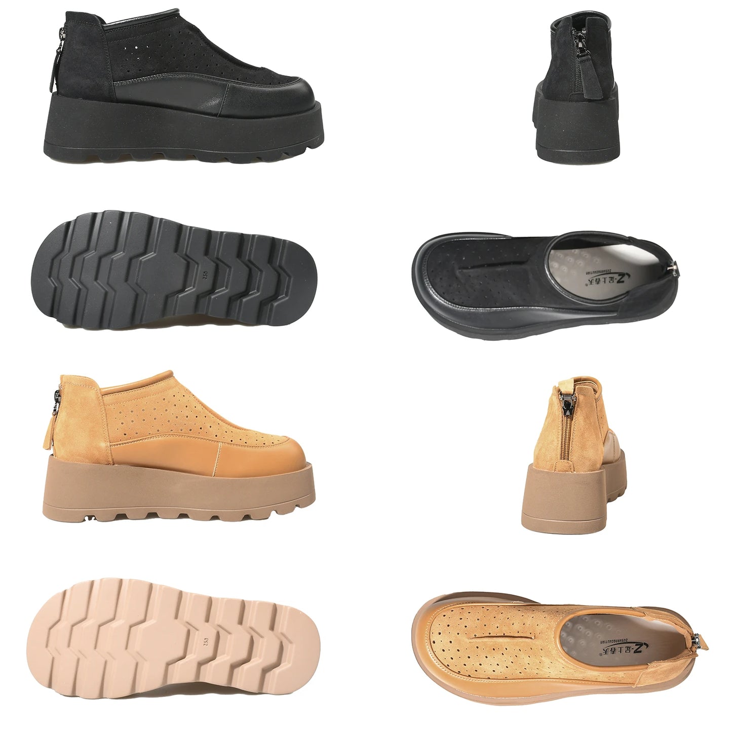 Fujin 6CM Suede Cow Genuine Leather Moccasins Women Platform Wedge Flats Women Shoes Ankle Booties Females ZIP Pumps Shoes