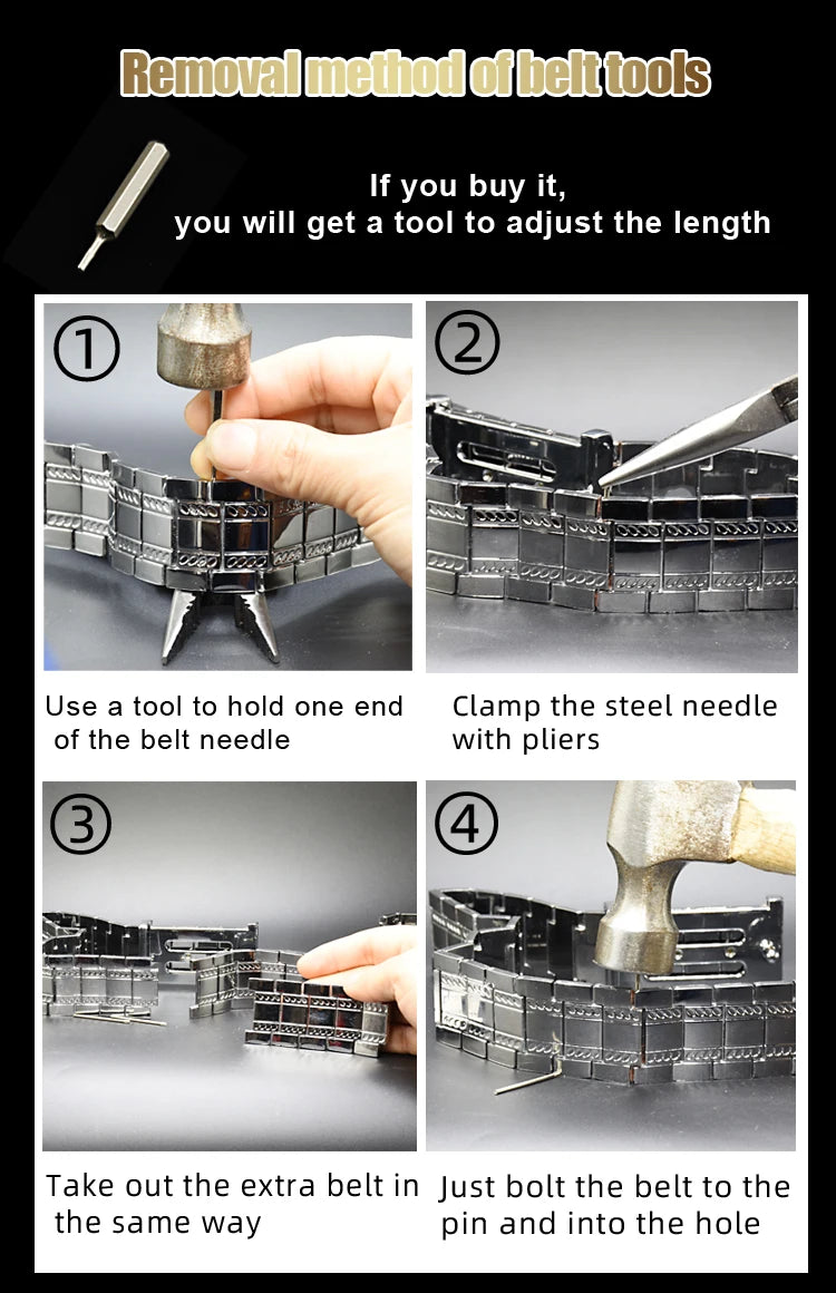 Men's belt Stainless steel Belt Retro Dragon metal Belt Gold Color Charm Belt Hip Hop Punk Strap self-defense luxury Belt male BAZAARHUBO