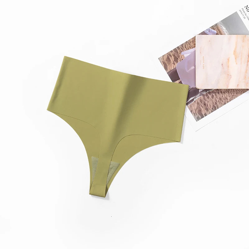 BZEL High Waist Women's Panties Seamless Thongs Silk Satin Plus Size Female Underwear Sexy Lingerie Fashion G-Strings Hot T-Back