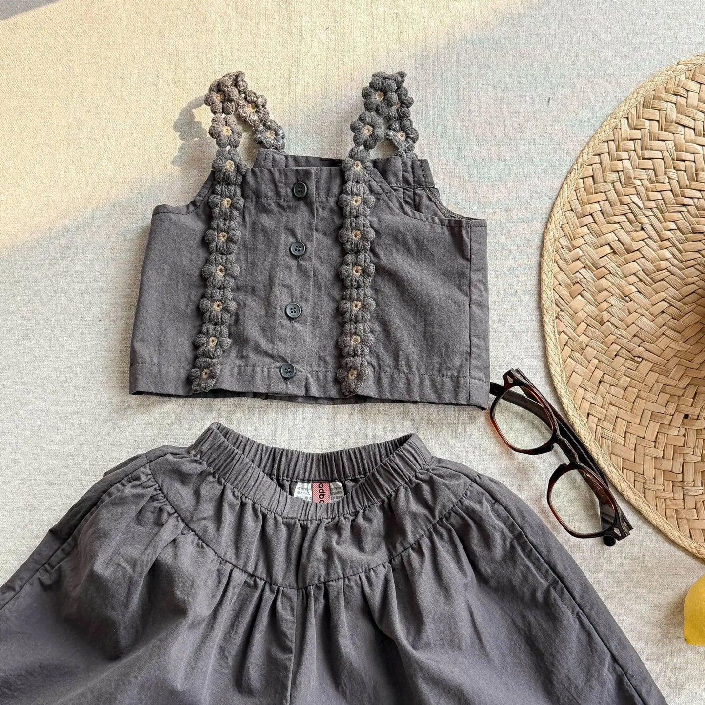 2025 Summer New Girls Sleeveless Clothes Set Kids Girls Flower Sling Vest + Pants 2pcs Suit Children Clothing Baby Outfits