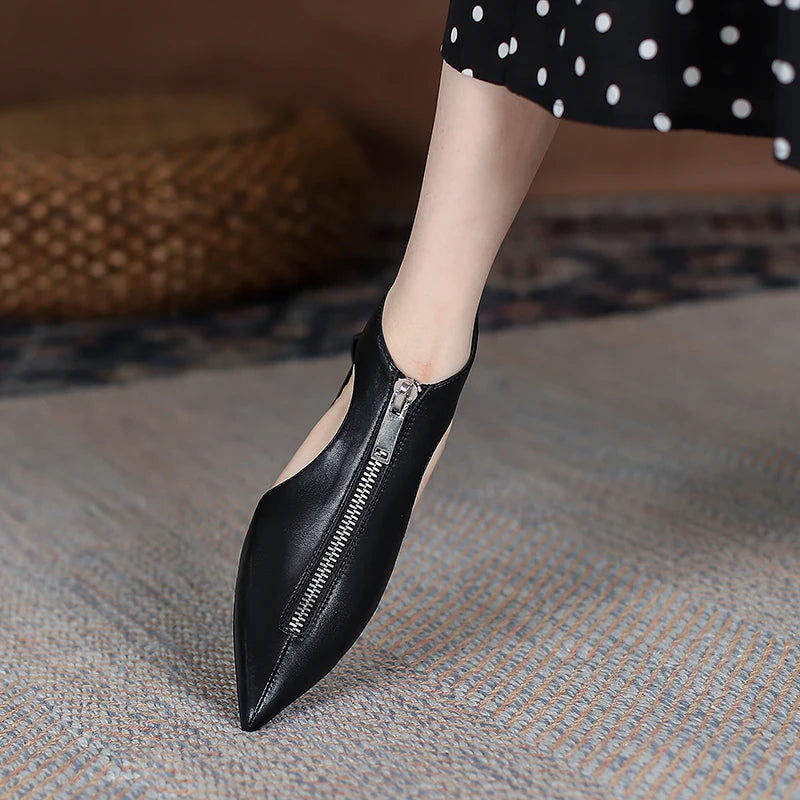 Original Design 2025 Spring Leather Women's Casual Black White Summer Boots Trendy Fashion Boots High Heels Zipper Shoes Woman