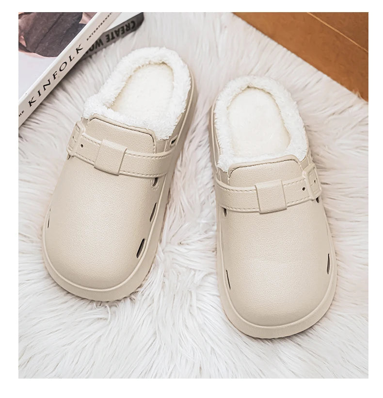 Fashion Women Winter Slippers Warm Fur Indoor Shoes Garden Clogs Couple Casual Shoes Luxury Sandals Comfort Home Soft Slippers