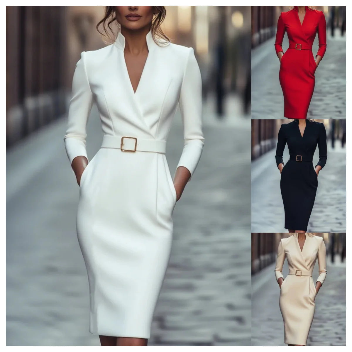2025 New Autumn French High-end Temperament Socialite Small Fragrance Style Waist Cinched Dress for Women