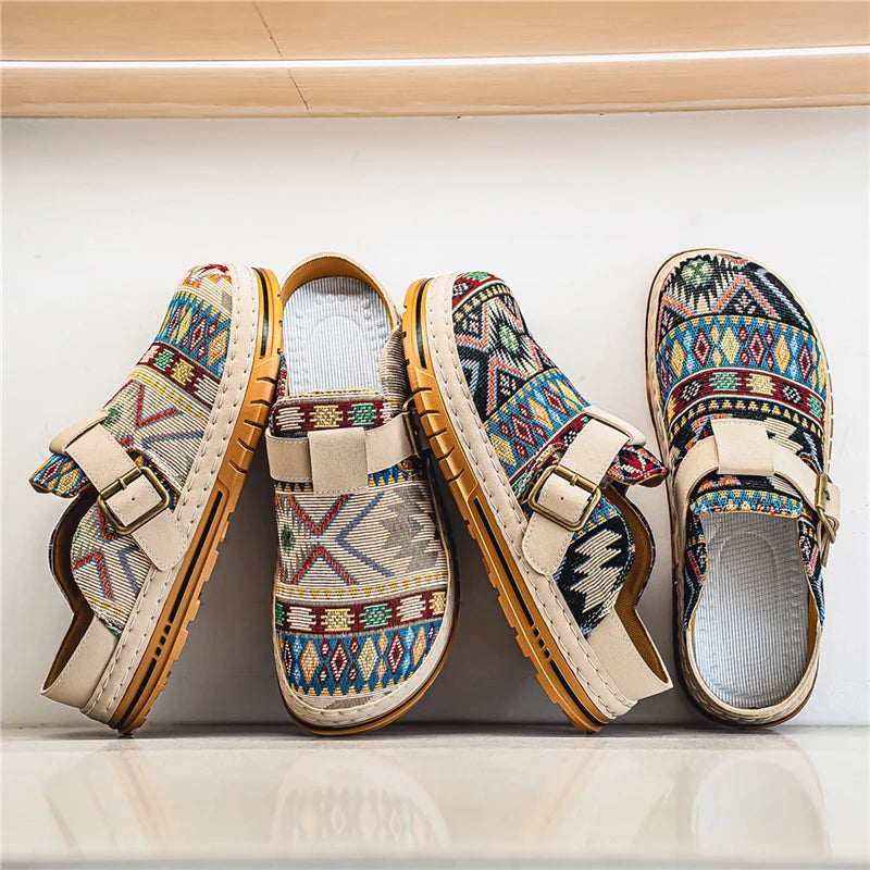 Men's Wide-Toe Round-Toe Sandals Casual Shoes for Spring and Summer, Versatile Commuter Slippers, One-Step Lazy Trendy Footwear