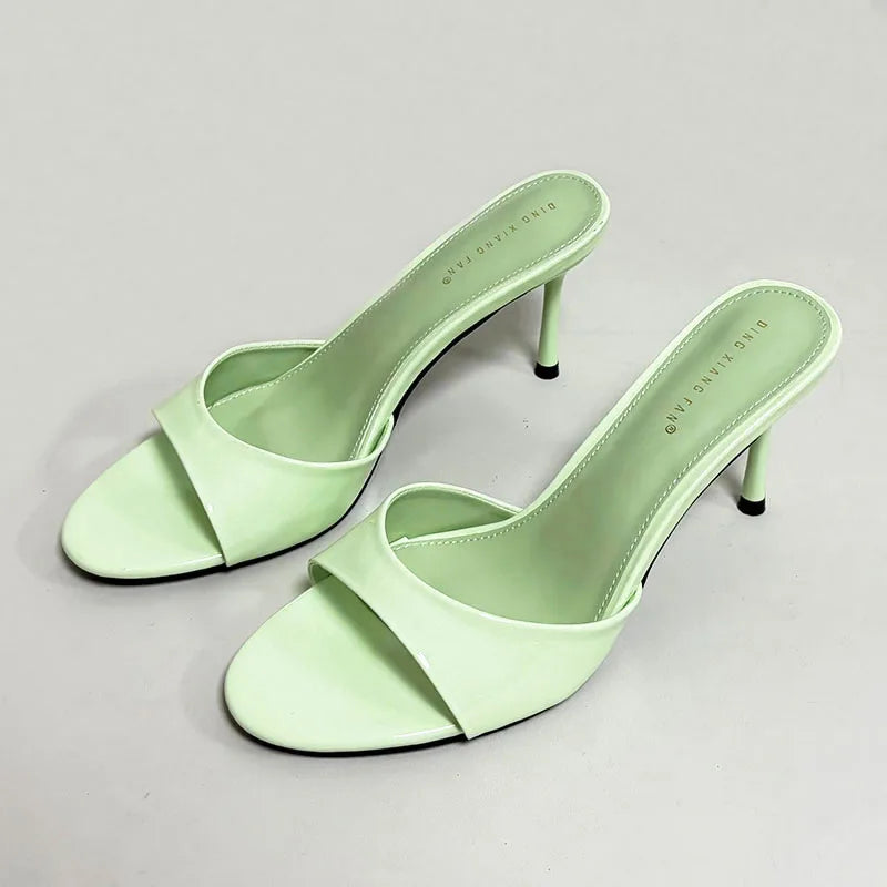 Luxury Footwear Slip On Women Stiletto Heels Shoes New Fashion Round Toe Ladies High Heels Pumps Shoes Female Slides