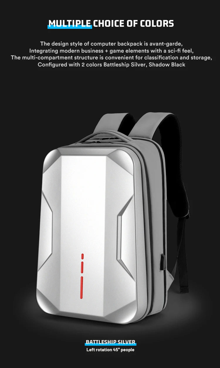 Men's 17.3 Inch Laptop Business Backpack Waterproof Hard Shell Backpack E-sport Gaming Backpack Double Opening 35L Travel Bags