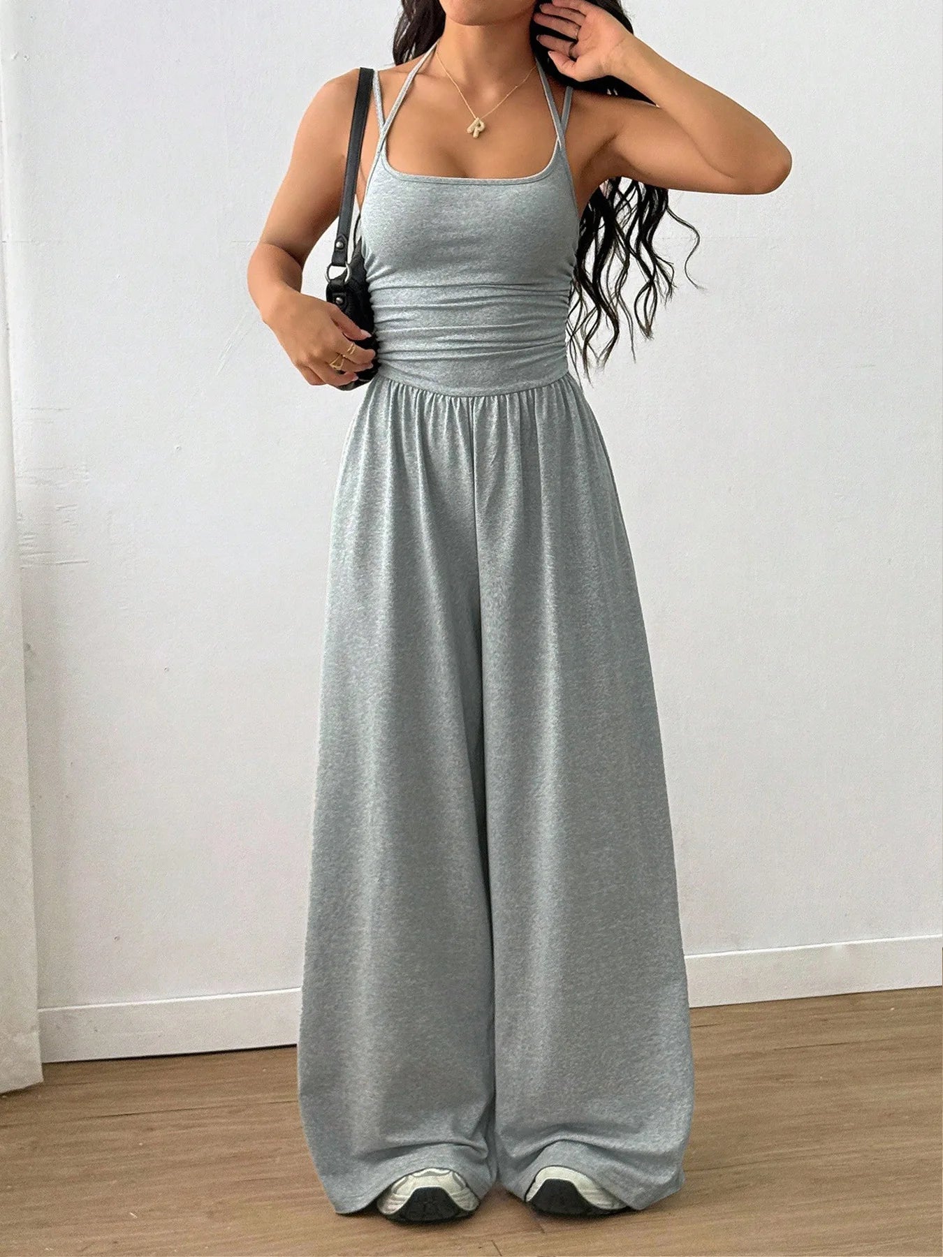 2026 Casual Jumpsuit Simple Style Jumpsuits For Woman Loose Wide Leg Trouser Women's Clothing Home Clothes Sleeveless Sling Silm