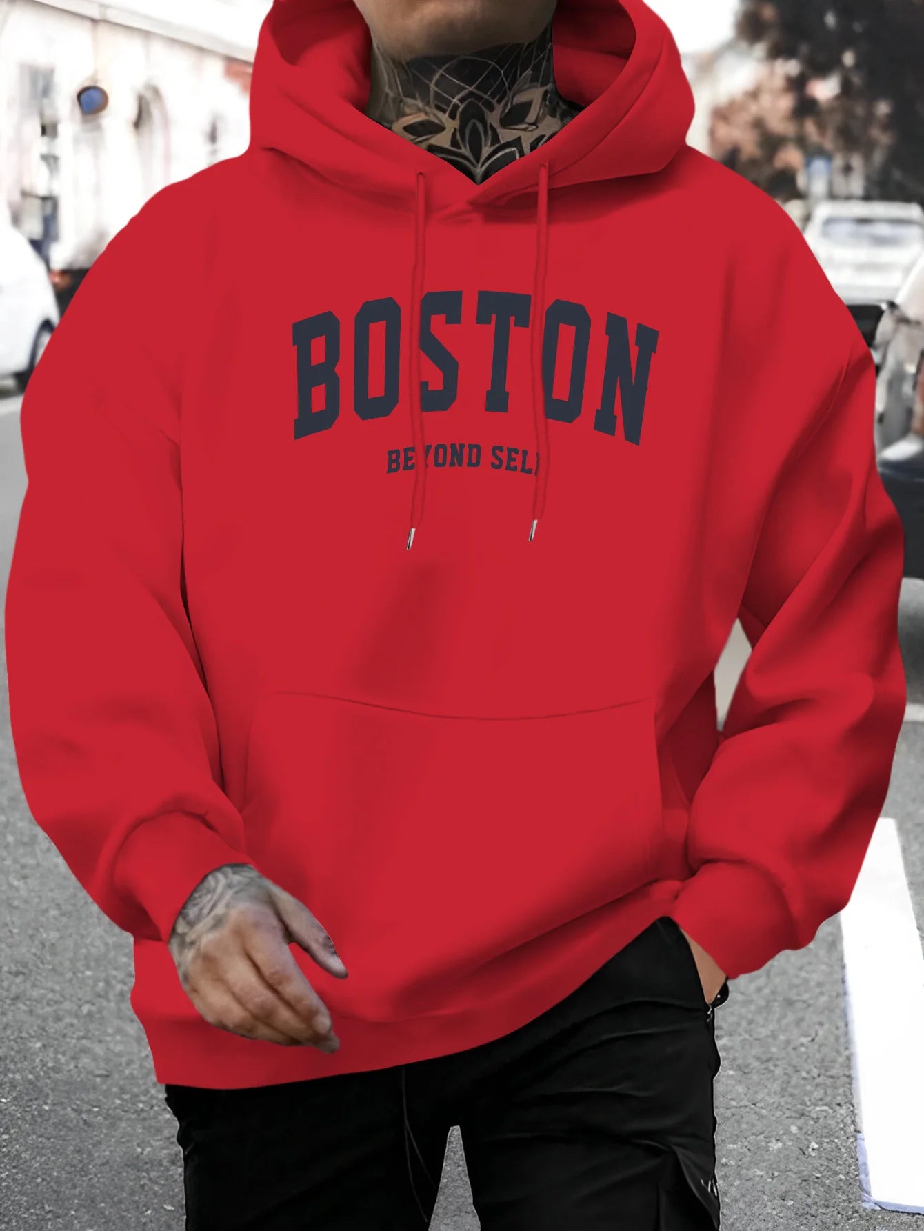 2025 hot trend men's casual hooded sweatshirt with drawstring comfortable long sleeved top suitable for autumn and winter