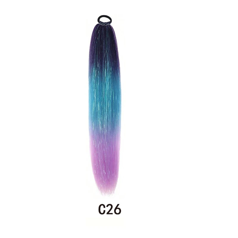 H&STAR  24Inch Synthetic Hair Ponytail Hair Extensions  Hair Shiny Hair Ponytail Extension For Braiding Hair On Hair Tie Loose