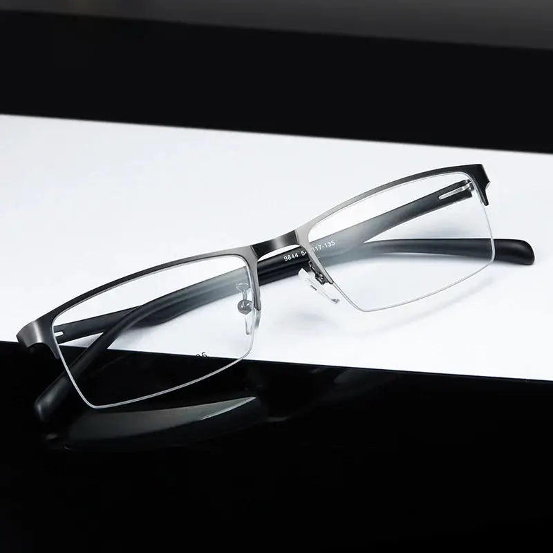 VCKA Half Frame Men Business Myopia Prescription Glasses Alloy Photochromic Anti Blue Ray Shortsighted Eyewear -0.5 TO -10 BAZAARHUBO