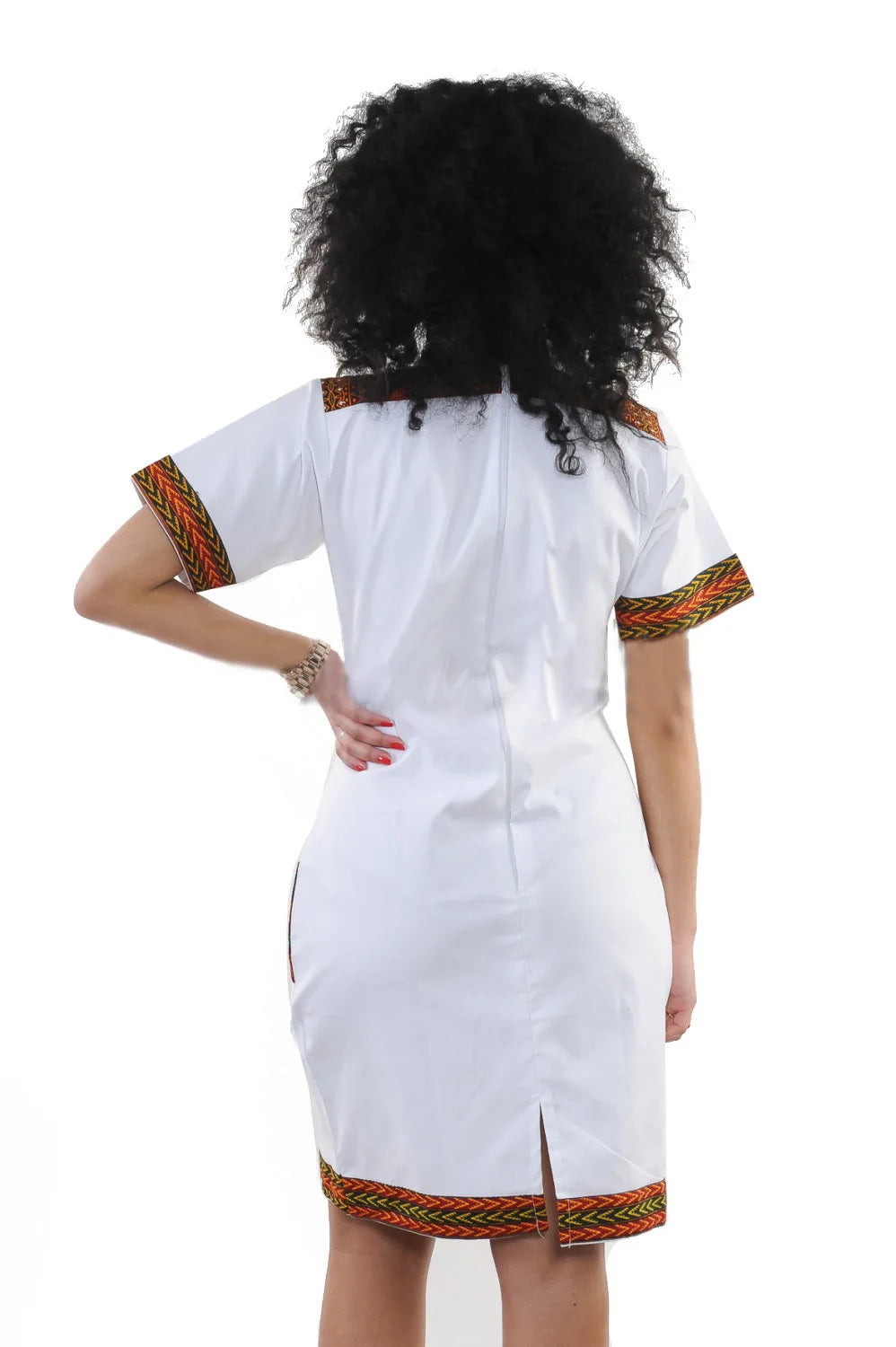 African Dresses for Women Summer 2022 Fashion Style African Women Short Sleeve V-neck Polyester Knee-length Dress