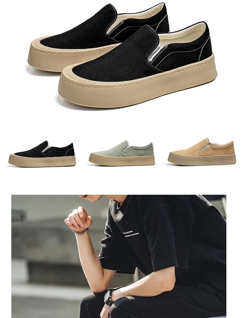 New Arrival Low Price Mens Breathable High Quality Casual Shoes Solid Color Canvas Casual Shoes Slip On Men Fashion Flats Loafer