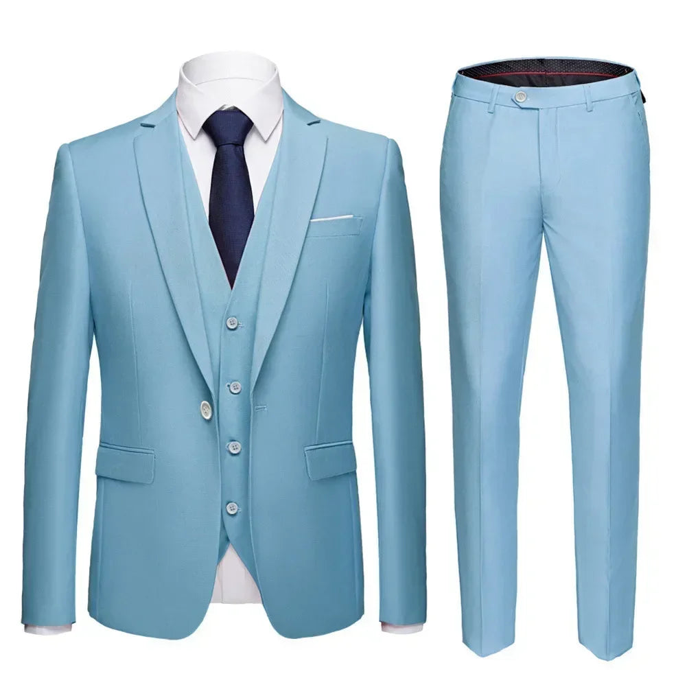 Elegant Suits For Men Wedding 3 Pieces 2 Set  Fashion Classic Full Jackets Vest Pants Blazers Outfit 2024 Formal Costume