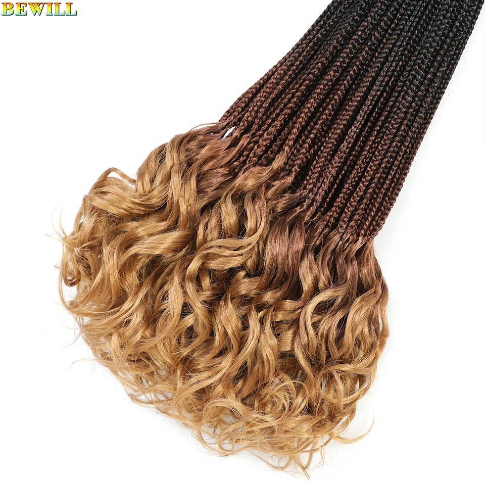 14 18 24 Inch French Curl Crochet Braids Boho Goddess French Curl Box Braids Crochet Hair Synthetic French Curly Braiding Hair