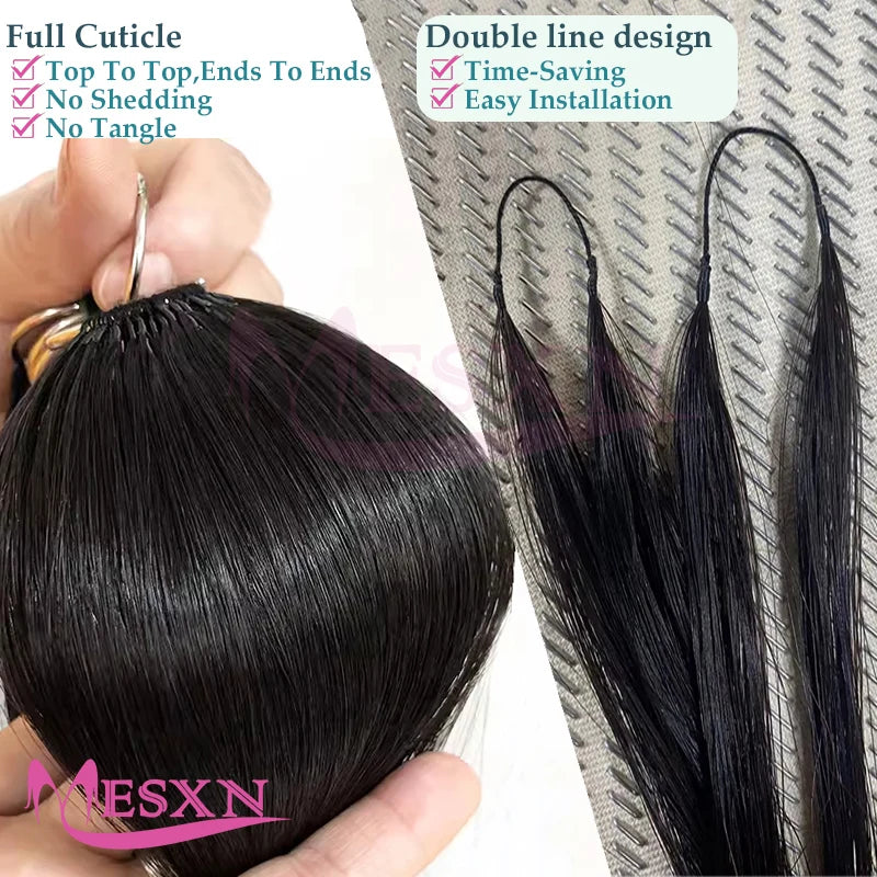 MESXN Double line New Feather hair extensions 100% Human Hair Real Natural Hair Comfortable and Invisible Brown Blonde 613