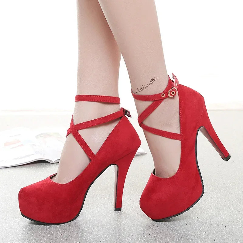 2025 Super High Heels 14cm Pumps Shoes for Women Night Club Waterproof Platform Professional Black Girl Fashion Versatile Shoes
