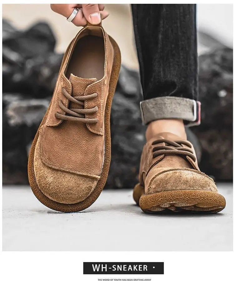 2025 men's shoes autumn new casual shoes wide toe retro low top lace up trend versatile men's shoes