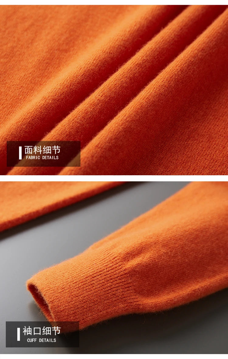 100% Merino Wool Sweater Men's O Neck Pullover Tops One-piece ready-to-wear Autumn Winter Solid Color Sweater Versatile Basic