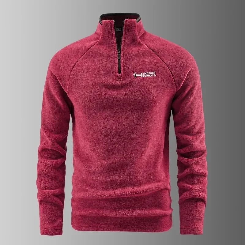 Men's Norway Style Fleece Jacket Base Shirt Half Zip Sweatshirt Inner Spring Autumn New Model Cross-Border Clothing