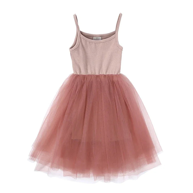 Fashion Cute Girls Casual Dresses Solid Color Sleeveless Suspenders Girls Dress Summer Kids Dresses for Girls 1-8 Years