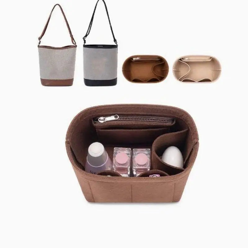 Multi-Pocket Felt Insert Bag Organizer Makeup Organizers Liner Perfect for Women Handbags Bucket Bag Bag Accesories Cosmetic Bag