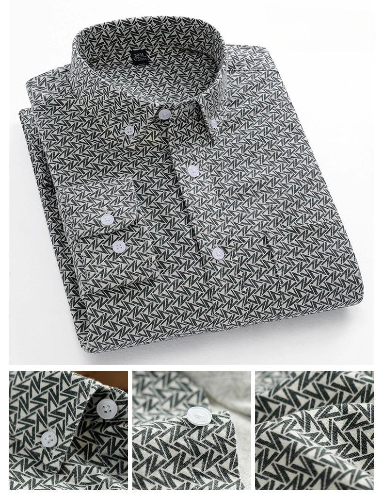 Fashion korean trends casual long-sleeve shirts for men slim fit plain shirt 100%cotton plaid striped tops soft designer clothes