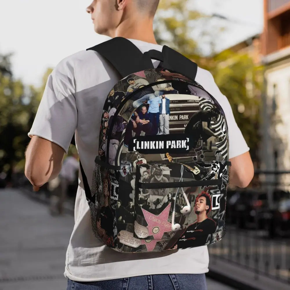 L-Linkin-S P-Park-S Band Student Backpack School Bag Hiking Travel Daypack for Boys Girls Fashion Bookbag Shoulder Bags