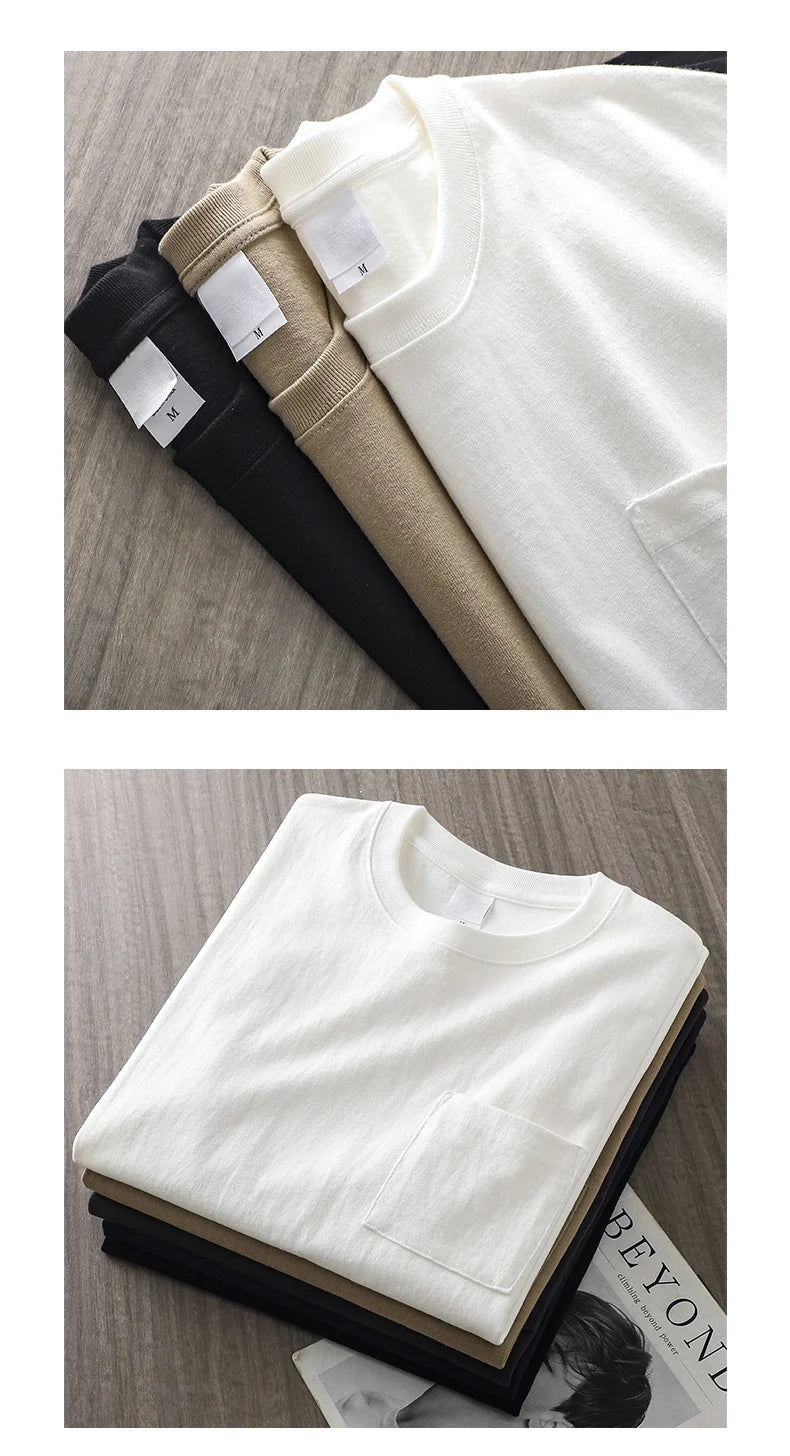 Dukeen 320gsm Heavy Short-Sleeved T-Shirt Men's Summer Vintage Half-Sleeve Pure Cotton Tees White Tops for Unisex