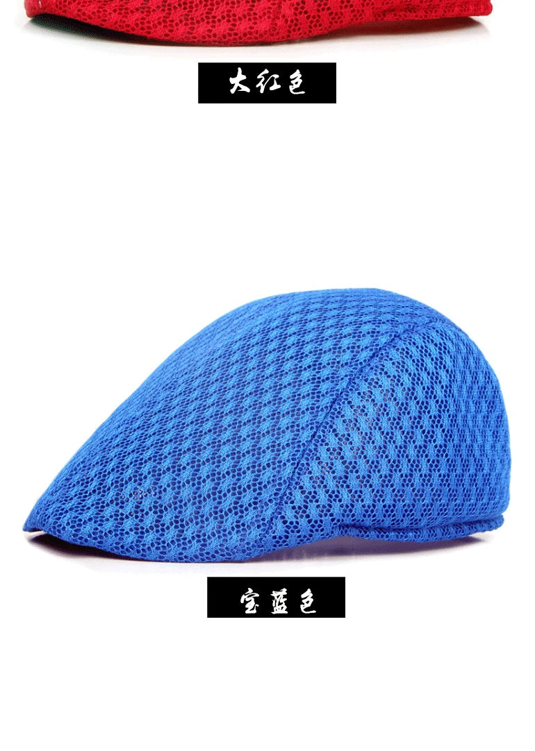 Big Head 58-61cm Summer Men Newsboy Breathable Cap Mesh Cabbie Golf Driving Sun Flat Beret Hats Caps Visors BAZAARHUBO