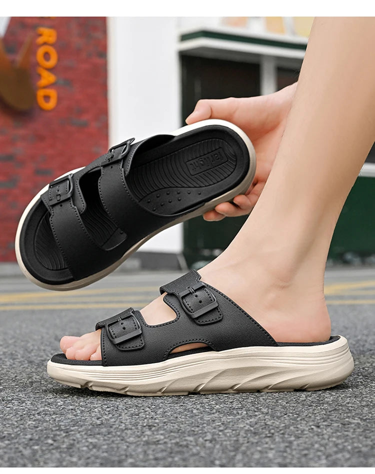 New Men's Sandals 2026 Summer Outdoor Fashion Comfortable Thick soled Casual Shoes Large Lightweight Non slip Walking Slippers