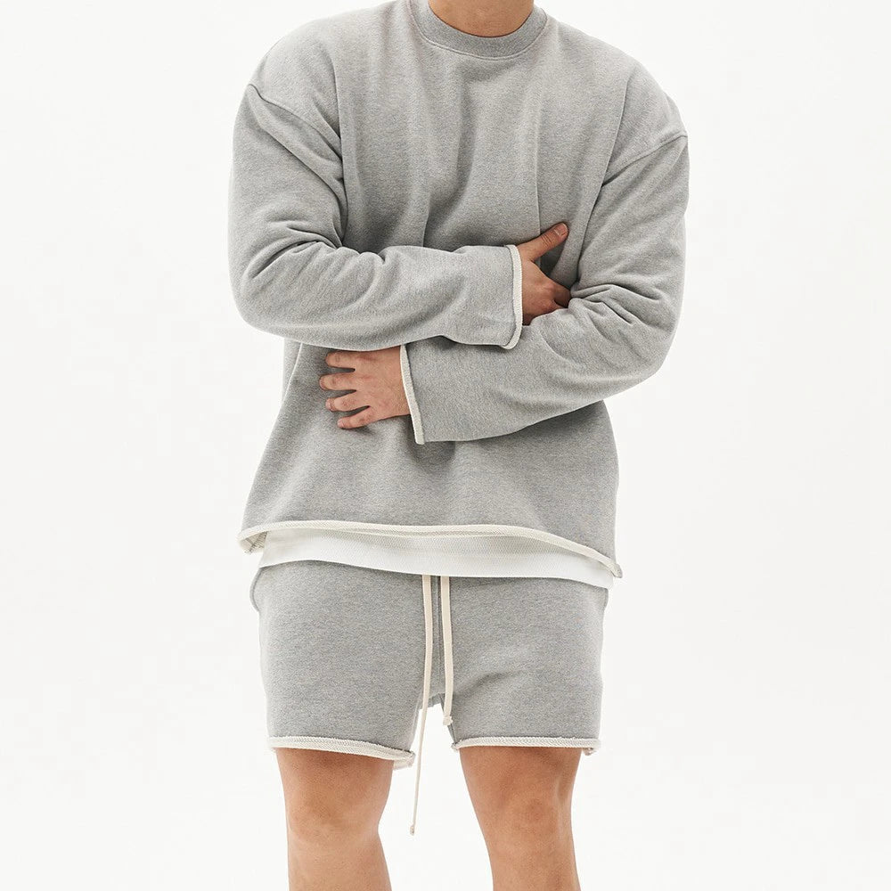 Mens Summer Cotton Sets Loose Sweatshirts Two-piece Kits Training Hoodie Pullover Hooded With Shorts Jogging Suits Streetwears