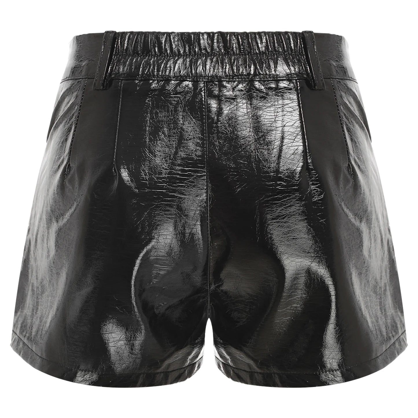 Womens Rivets And Belt PU Leather Hot Pants Hot Shorts Slim Fit Short Bottoms Club Rock Music Festival Costume
